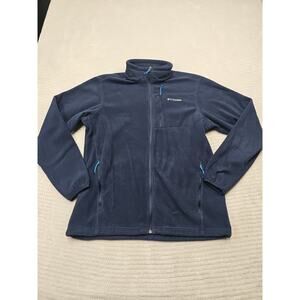 Columbia Fleece Mens Large Blue Full Zip Outdoor Cold Weather